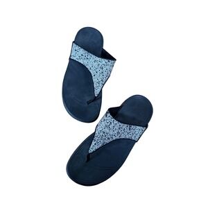 Fitflop women's Lulu multi tonal glitter toe post black sandals